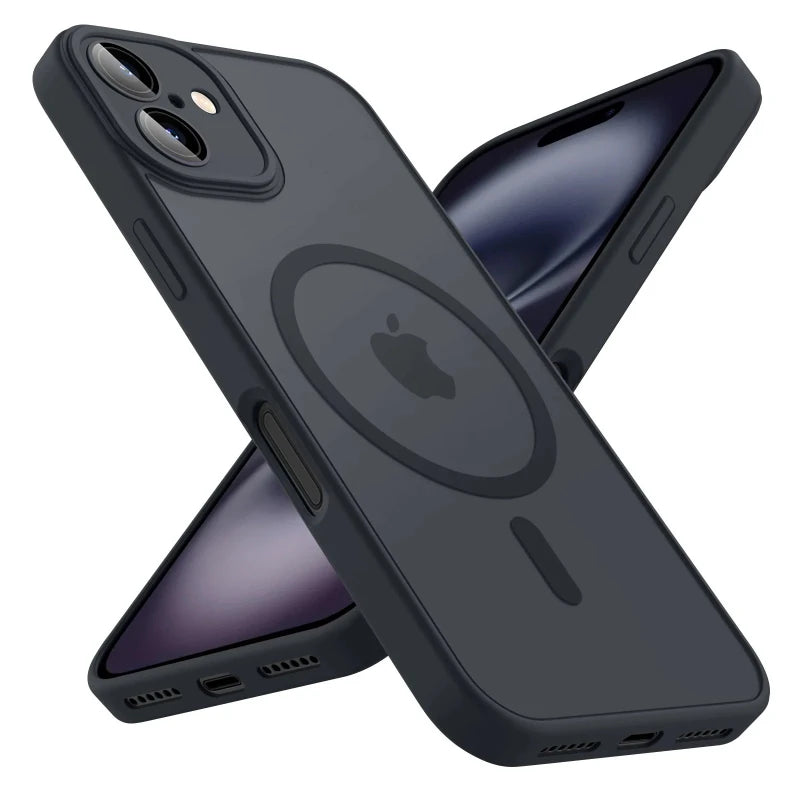 Luxury Frosted Phone Case For iPhone 17 16 15 14 13 12 11 Pro Max 16 15 Plus 17 Air For Magsafe Matte Transparent Magnetic Cover